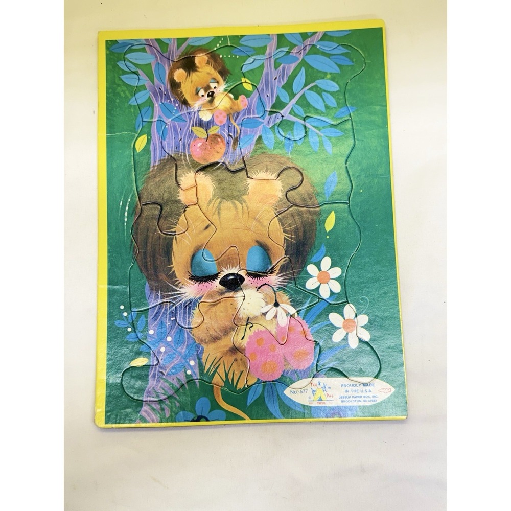 VTG (4) Tee Pee Toys Big Eye Animals Frame Tray Puzzles 8.5" x 11.75"  No 577 - Picture 6 of 13